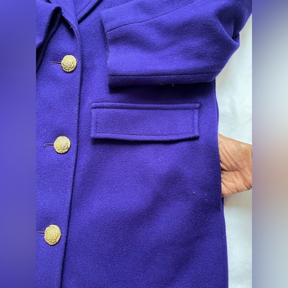 Vintage London Fog Purple knee-length Single Breast Coat Size 8-M 100% Wool - Picture 6 of 15